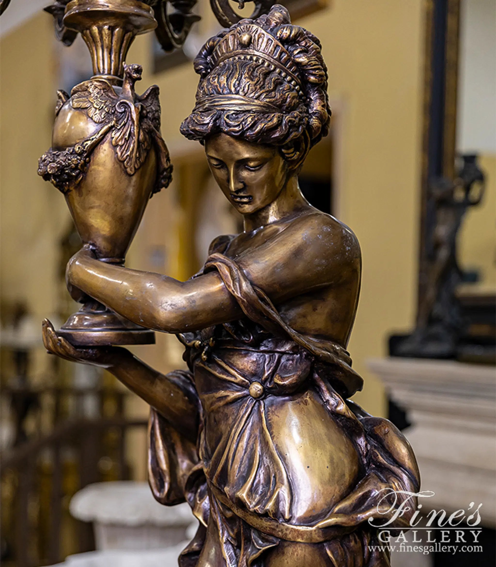 Lighting Lamposts - Life Size Bronze Figural Candelabra Pair - LMP